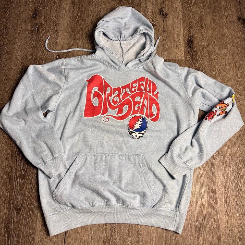 Grateful Dead Liquid Blue‎ Hoodie XL Blue Dancing Bears Steal Your Face Graphic